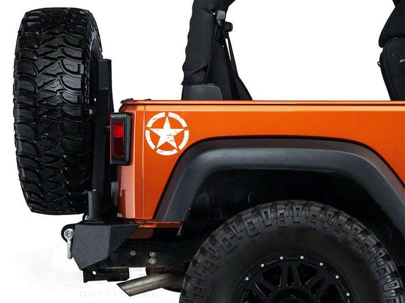 Hooke Road Star Bumper Sticker Body Truck Cars Decals Decoration for Jeep Wrangler YJ TJ JK JL Gladiator Tundra Tacoma F150 RAM Pickup Trucks All Cars - White, 6.3inches - Image 2